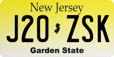 NJ license plate J20ZSK