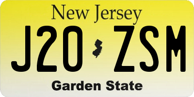 NJ license plate J20ZSM