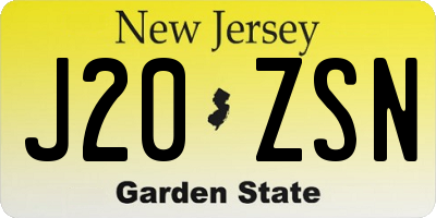NJ license plate J20ZSN