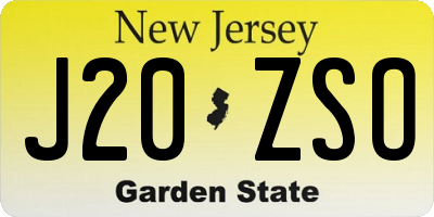 NJ license plate J20ZSO