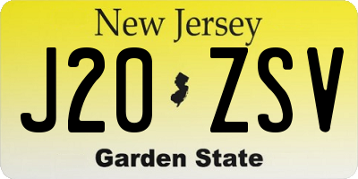 NJ license plate J20ZSV