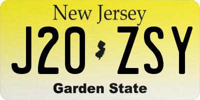 NJ license plate J20ZSY