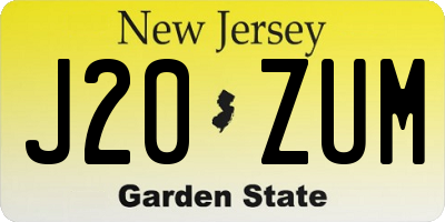 NJ license plate J20ZUM
