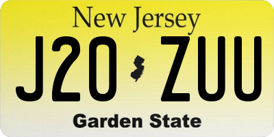 NJ license plate J20ZUU