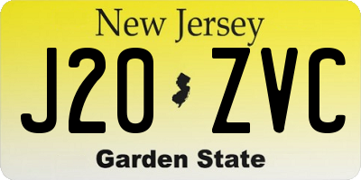 NJ license plate J20ZVC