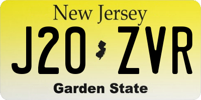 NJ license plate J20ZVR