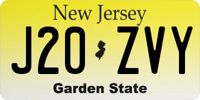NJ license plate J20ZVY