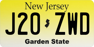 NJ license plate J20ZWD