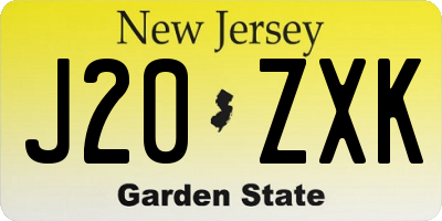 NJ license plate J20ZXK