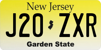 NJ license plate J20ZXR