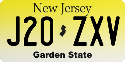 NJ license plate J20ZXV