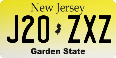NJ license plate J20ZXZ