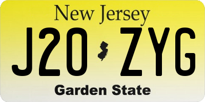 NJ license plate J20ZYG