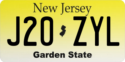 NJ license plate J20ZYL
