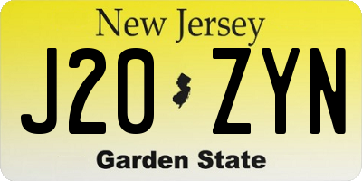 NJ license plate J20ZYN