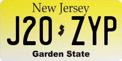 NJ license plate J20ZYP