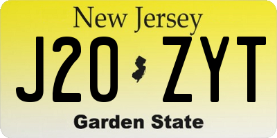 NJ license plate J20ZYT