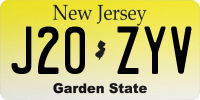 NJ license plate J20ZYV
