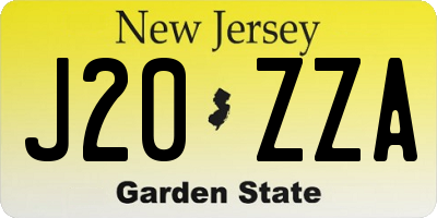 NJ license plate J20ZZA