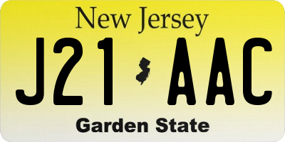 NJ license plate J21AAC