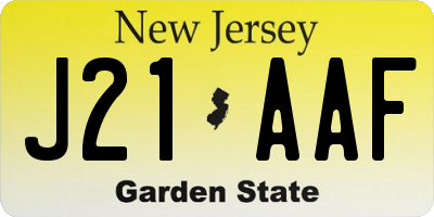 NJ license plate J21AAF