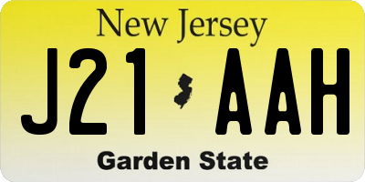 NJ license plate J21AAH