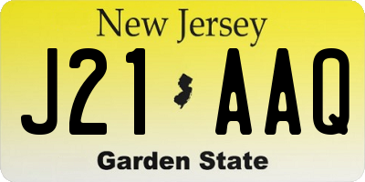 NJ license plate J21AAQ
