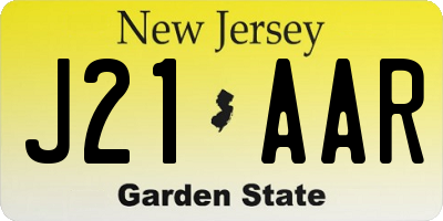 NJ license plate J21AAR