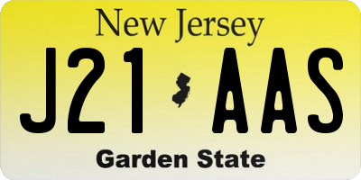 NJ license plate J21AAS