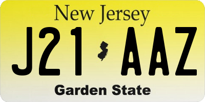 NJ license plate J21AAZ