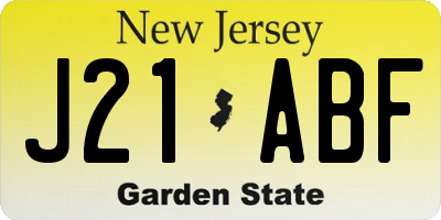 NJ license plate J21ABF