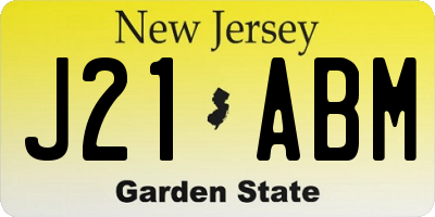 NJ license plate J21ABM