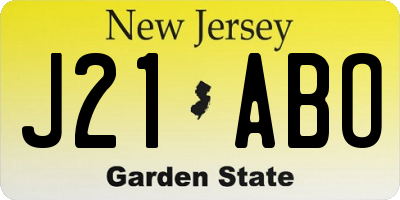 NJ license plate J21ABO