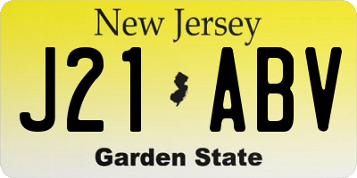 NJ license plate J21ABV