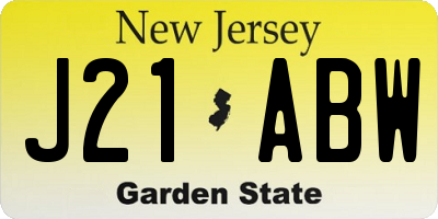 NJ license plate J21ABW