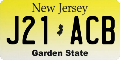 NJ license plate J21ACB