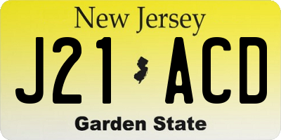 NJ license plate J21ACD