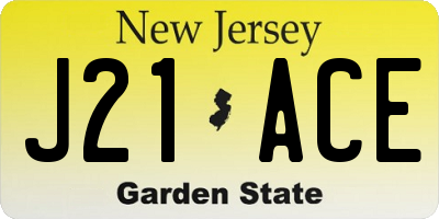 NJ license plate J21ACE