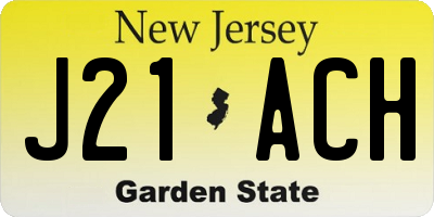 NJ license plate J21ACH