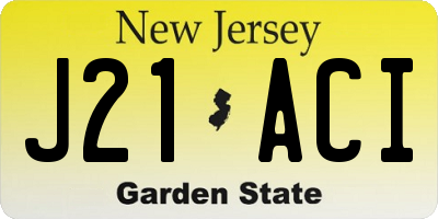 NJ license plate J21ACI