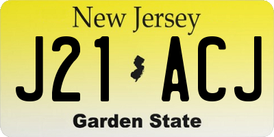NJ license plate J21ACJ