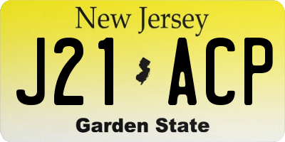 NJ license plate J21ACP