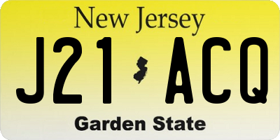 NJ license plate J21ACQ