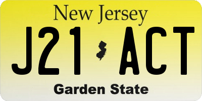 NJ license plate J21ACT