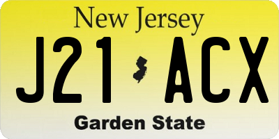 NJ license plate J21ACX