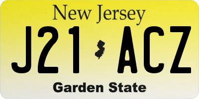 NJ license plate J21ACZ