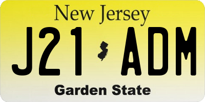 NJ license plate J21ADM