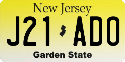 NJ license plate J21ADO