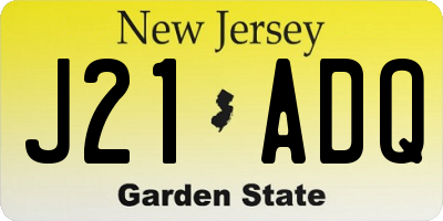 NJ license plate J21ADQ