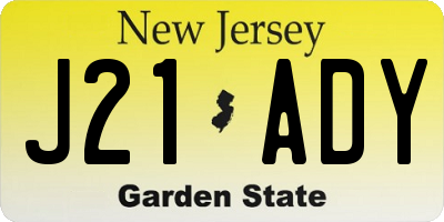 NJ license plate J21ADY